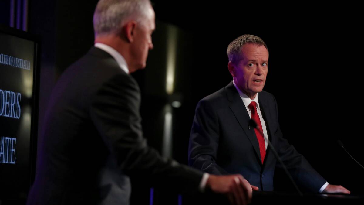 A leaders debate between then-Prime Minister Malcolm Turnbull and opposition leader Bill Shorten at the National Press Club in Canberra during the 2016 election campaign.
