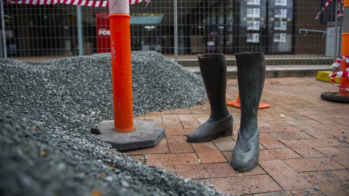 All that remained of Giovanna Ianniello and Gerard Murphy's sculpture, Stepping Out, after it was stolen in 2016. Picture: Rohan Thomson