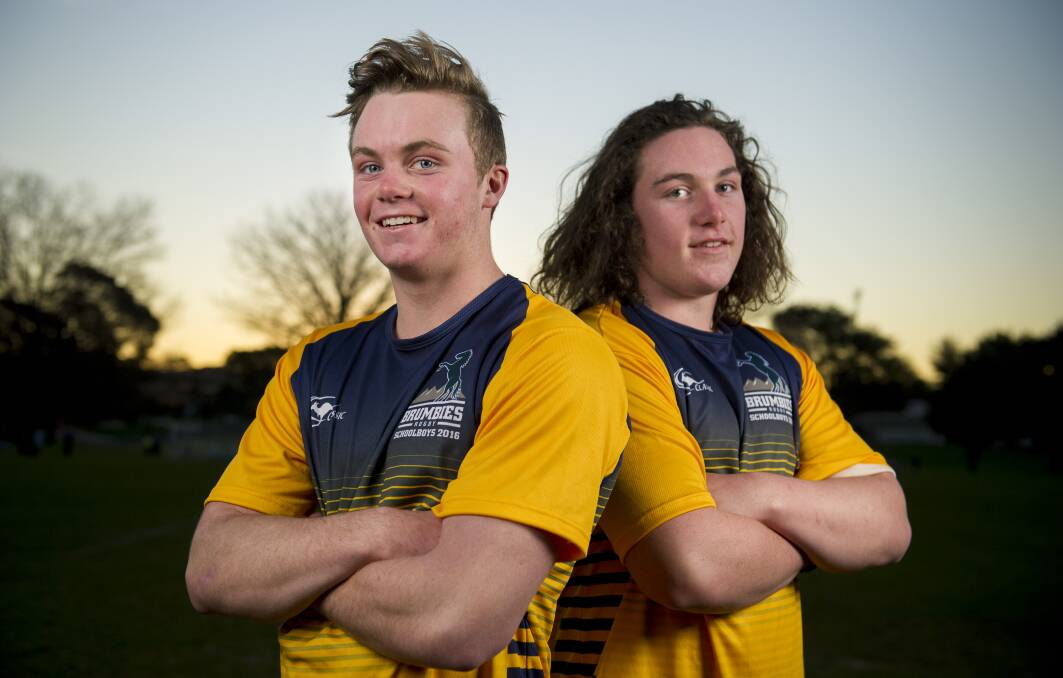Lachlan Lonergan, right, will team up with brother Ryan at the Brumbies next season. Picture: Jay Cronan
