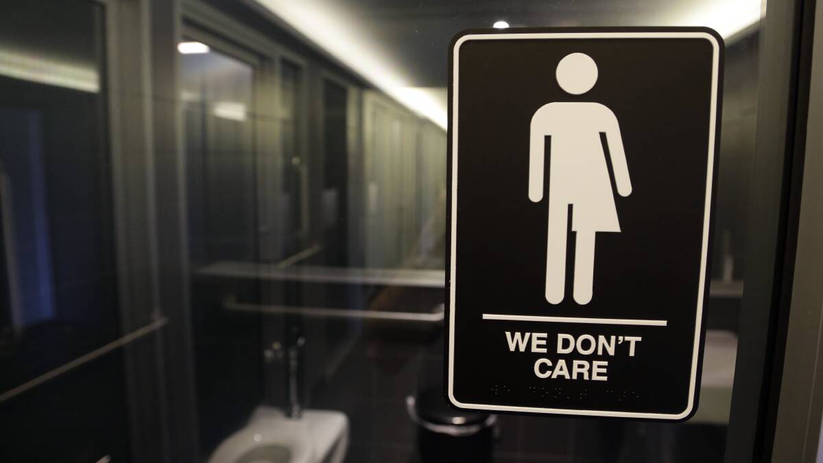 Sign outside a toilet in the United States. Picture: AP