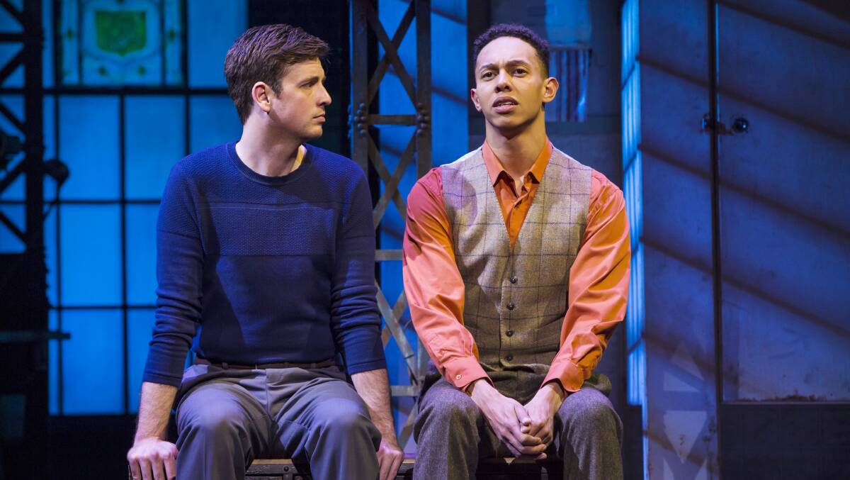 Toby Francis, left and Callum Francis in the professional production of Kinky Boots. Picture: Matthew Murphy.