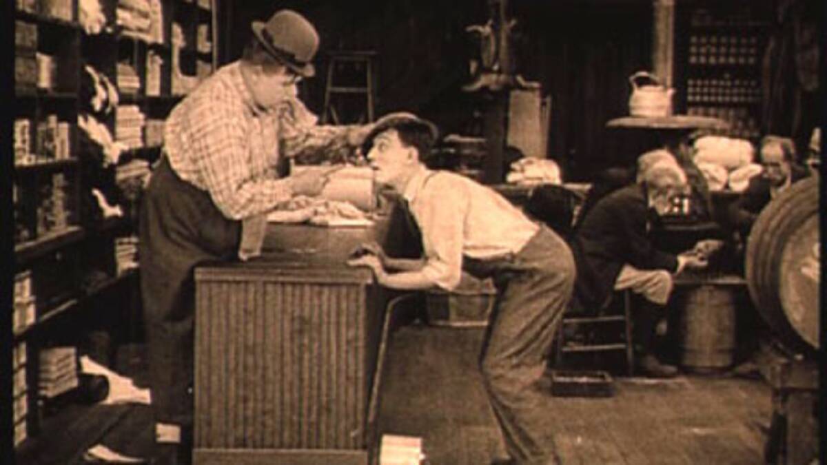 Fatty Arbuckle, left, and Buster Keaton in The Butcher Boy. Picture: Supplied