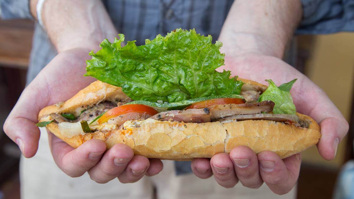 A famous banh mi from Madam Phuong Banh Mi restaurant in Hoi An. Pictures: Emma Byrnes