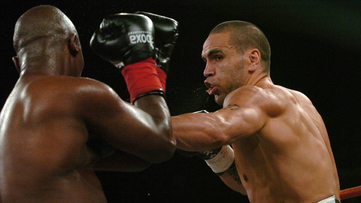Outspoken boxer Anthony Mundine shone to stop Rashid Matumla inside seven rounds in Canberra 15 years ago. Picture: Graham Tidy