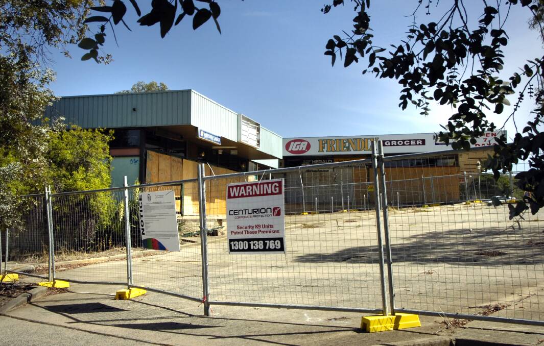 The empty Giralang shops site in 2009. The developer is still looking for a supermarket tenant for the site's redevelopment. Picture: Elesa Kurtz