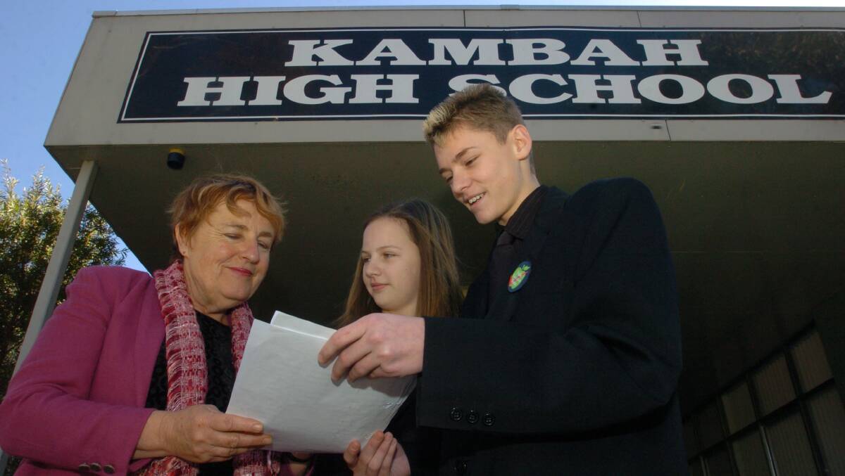 Mr Davis, aged 14, right, hands then Greens Assembly member Deb Foskey a petition from Kambah High students in August 2006. Picture: Melissa Stiles
