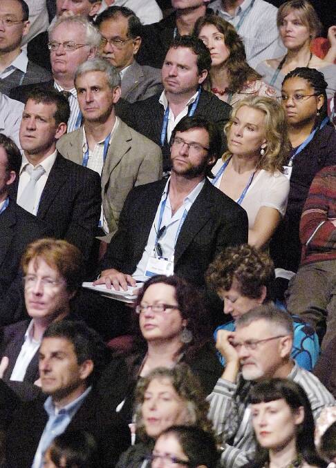 Actor Hugh Jackman, centre, was among the many people at the 2020 Summit.