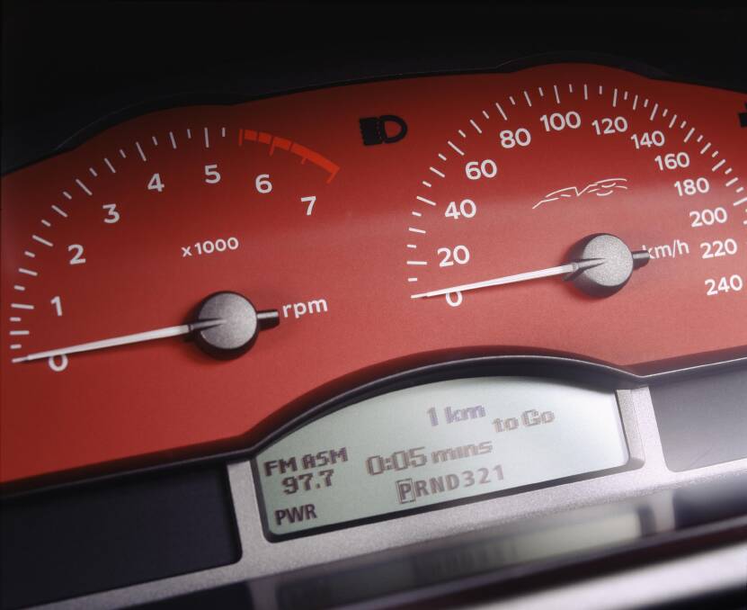 The red Holden instruments from the SV8 sports model.