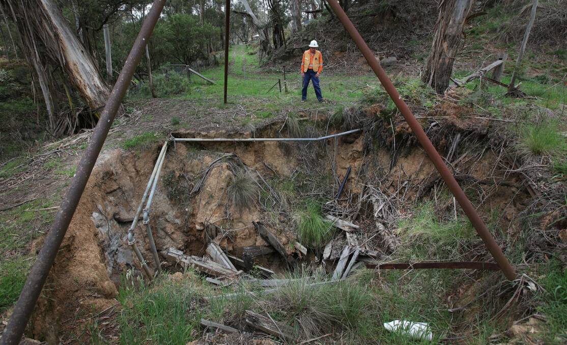 A huge abandoned gold shaft near Majors Creek. Picture: Andrew Sheargold