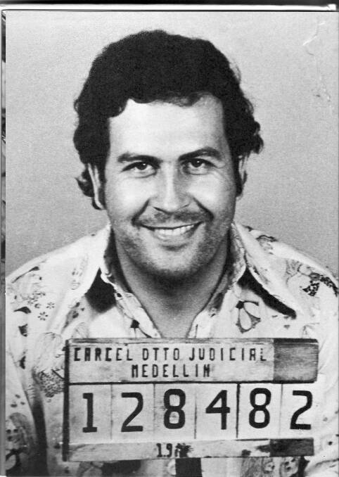 Medellin cocaine cartel chief Pablo Escobar in a police mug shot. Picture: AP