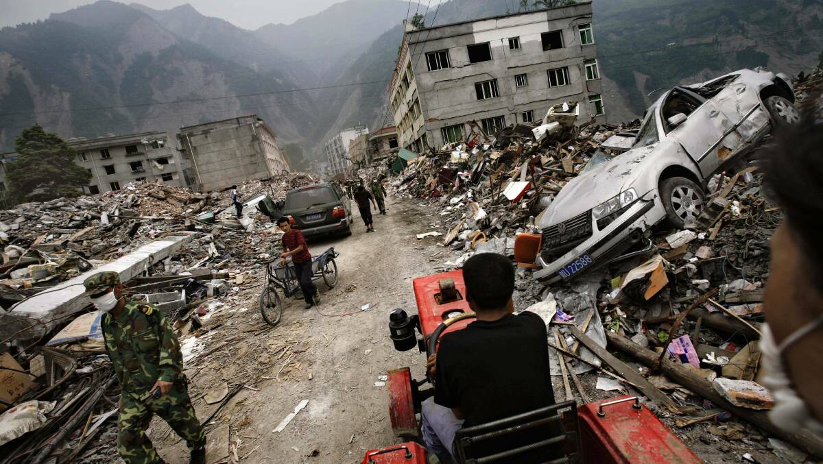 About 70,000 died in an earthquake in Yingxiu, in southwestern China's Sichuan province in 2008. Picture: AP