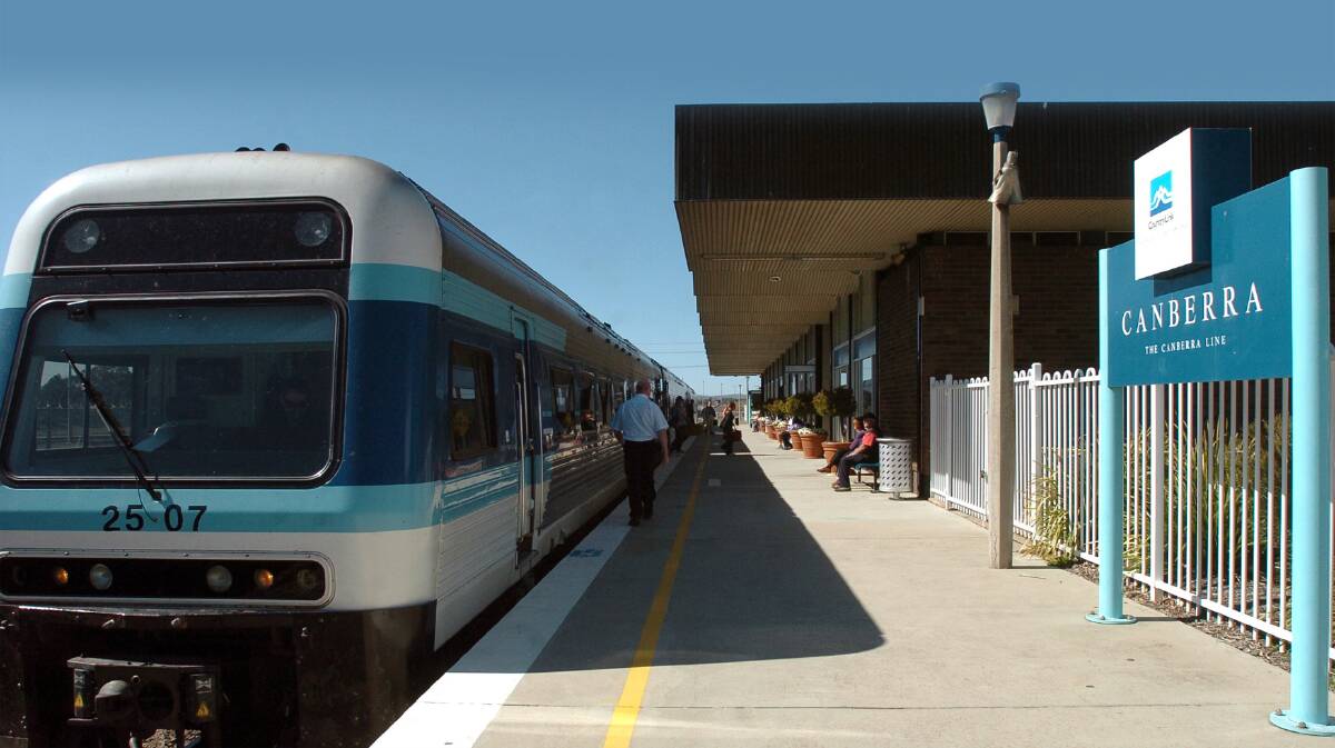 Passengers alight from a train at Canberra Station in August 2009. The route between Canberra and Sydney has seen increased passenger numbers in the last five years. Picture: Graham Tidy