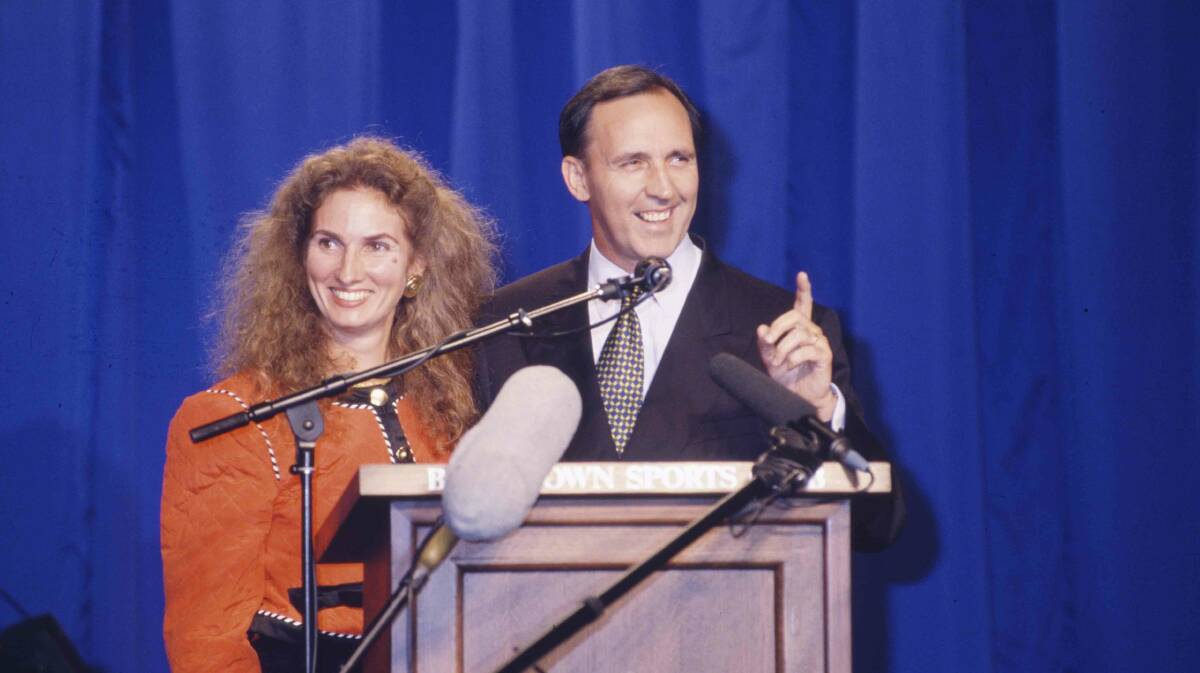 Paul and Annita Keating celebrate the successful Labor election campaign in 1993. Picture: National Archives of Australia