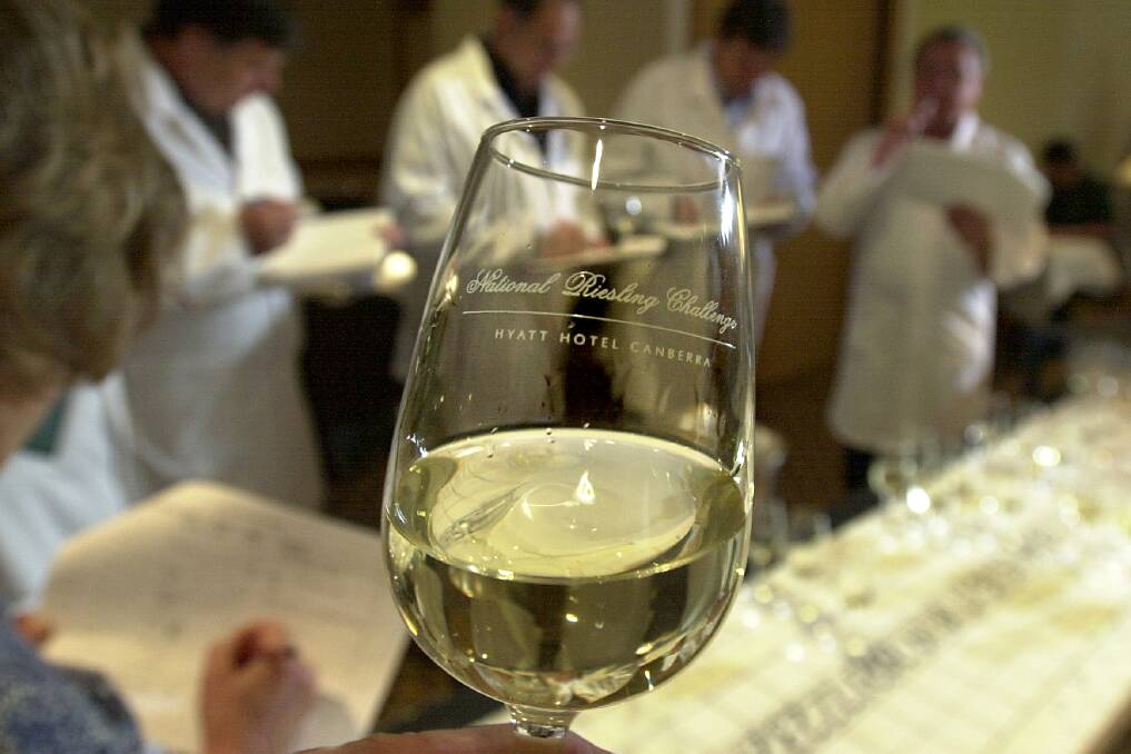 A glass of riesling. Picture: Richard Briggs