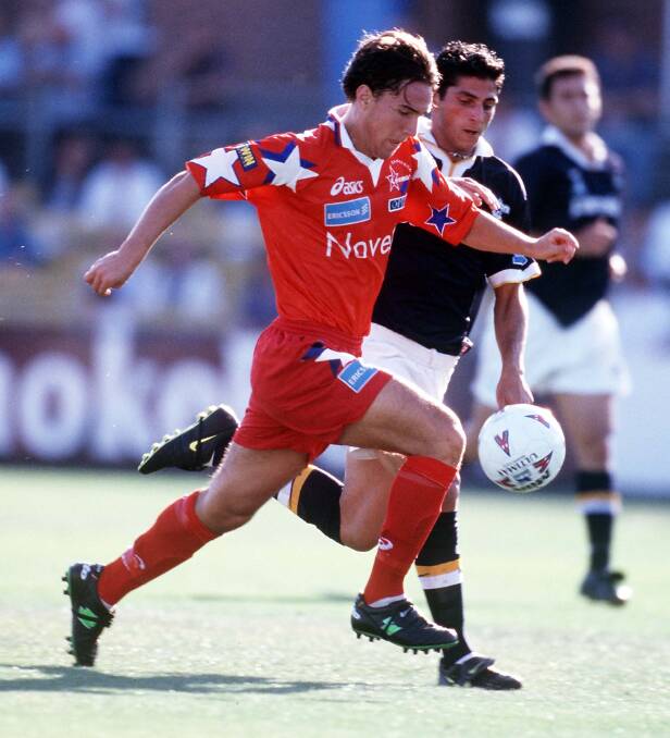 Peter Bulijan in action for the Canberra Cosmos back in 1998. Canberra could soon be represented again in a national second division competition. Picture: Hamish Blair