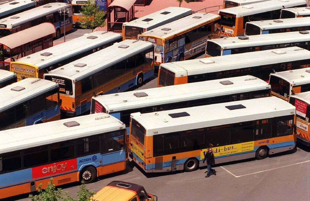 ACTION buses parked in Civic during a drivers' strike. Picture: Richard Briggs