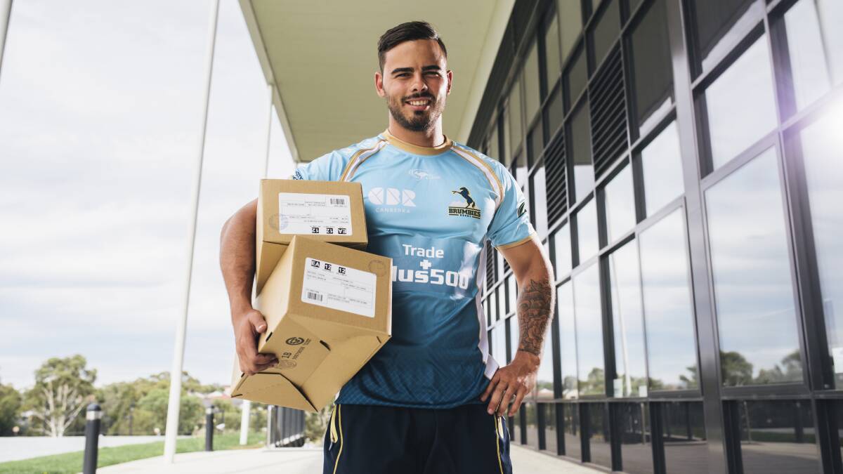 Andrew Muirhead worked as a courier in the morning before training with the Brumbies in the afternoon in hopes of landing a deal. Picture: Rohan Thomson