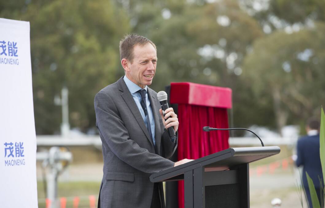 ACT Greens Leader Shane Rattenbury at the opening of the Mugga Lane Solar Park.  Photo: Jay Cronan