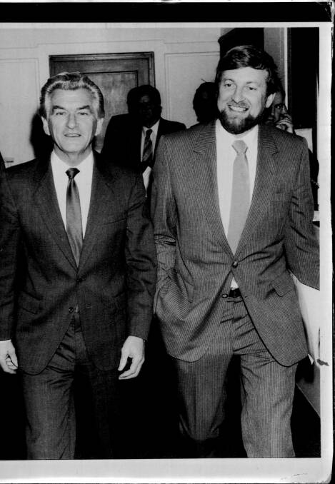Bob Hawke and Gareth Evans in 1983. Picture: Fairfax Media.