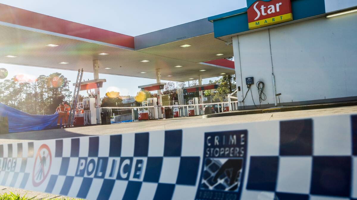 The scene of a fatal stabbing at the Queanbeyan Caltex service station. Picture: Karleen Minney