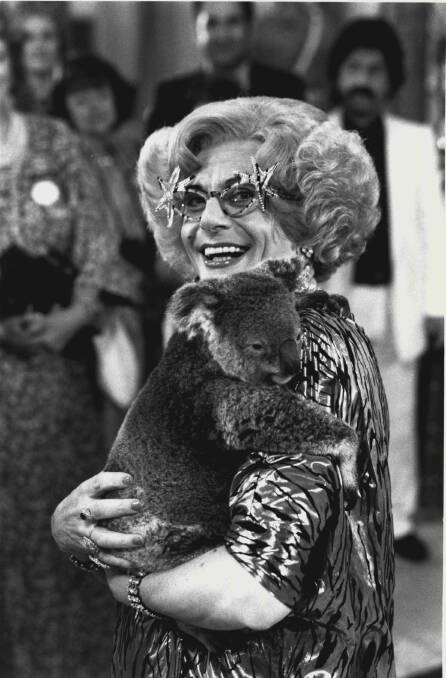 Dame Edna Everage (Barry Humphries) in the film Les Patterson Saves the World. Picture: Supplied