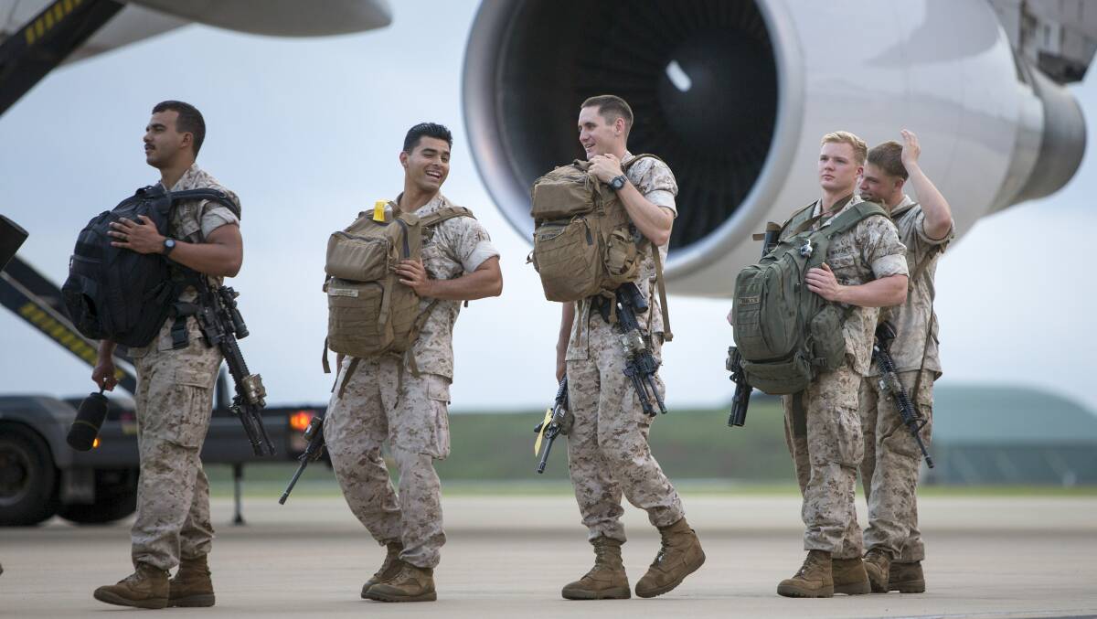US Marines embark at RAAF Base Darwin.