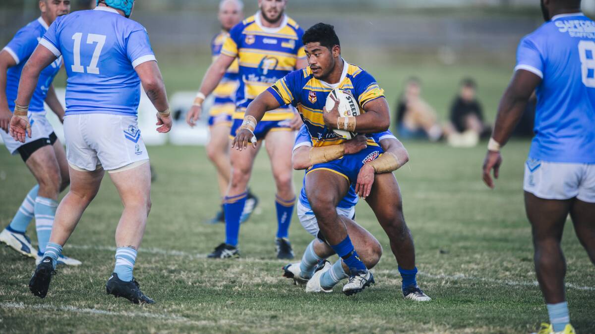 Ron Leapai in action for the Woden Valley Rams. Picture: Rohan Thomson