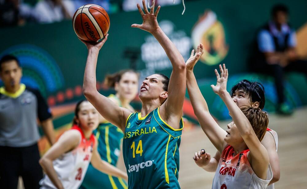 Opals centre Marianna Tolo will pull on the green and gold at the AIS Arena next month. Picture: FIBA.com