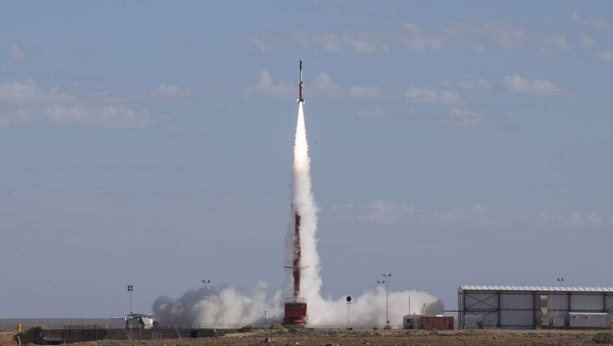 The HIFiRE 5b rocket launches successfully at the Woomera Test Range in South Australia on May 18, 2016. Picture: Australian Department of Defence via AAP