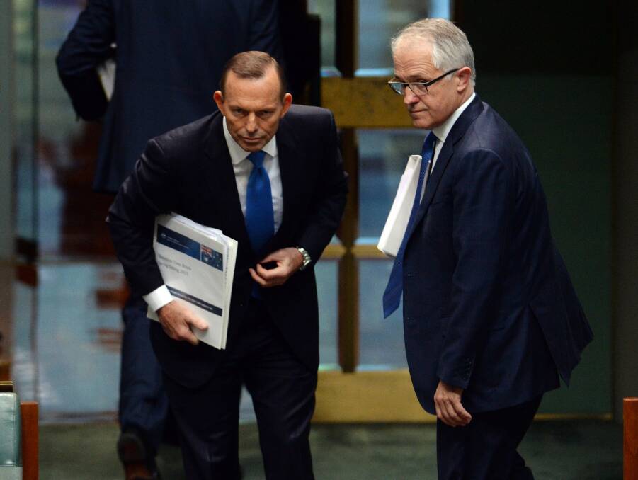 Former prime ministers Tony Abbott, left, and Malcolm Turnbull. Picture AAP