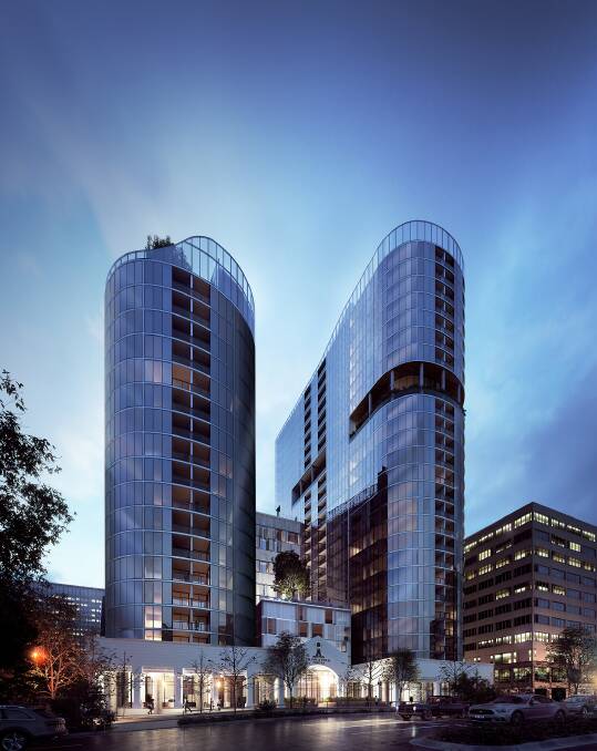 An artist's impression of a joint venture between Zapari and Geocon called Grand Central Towers in Woden.