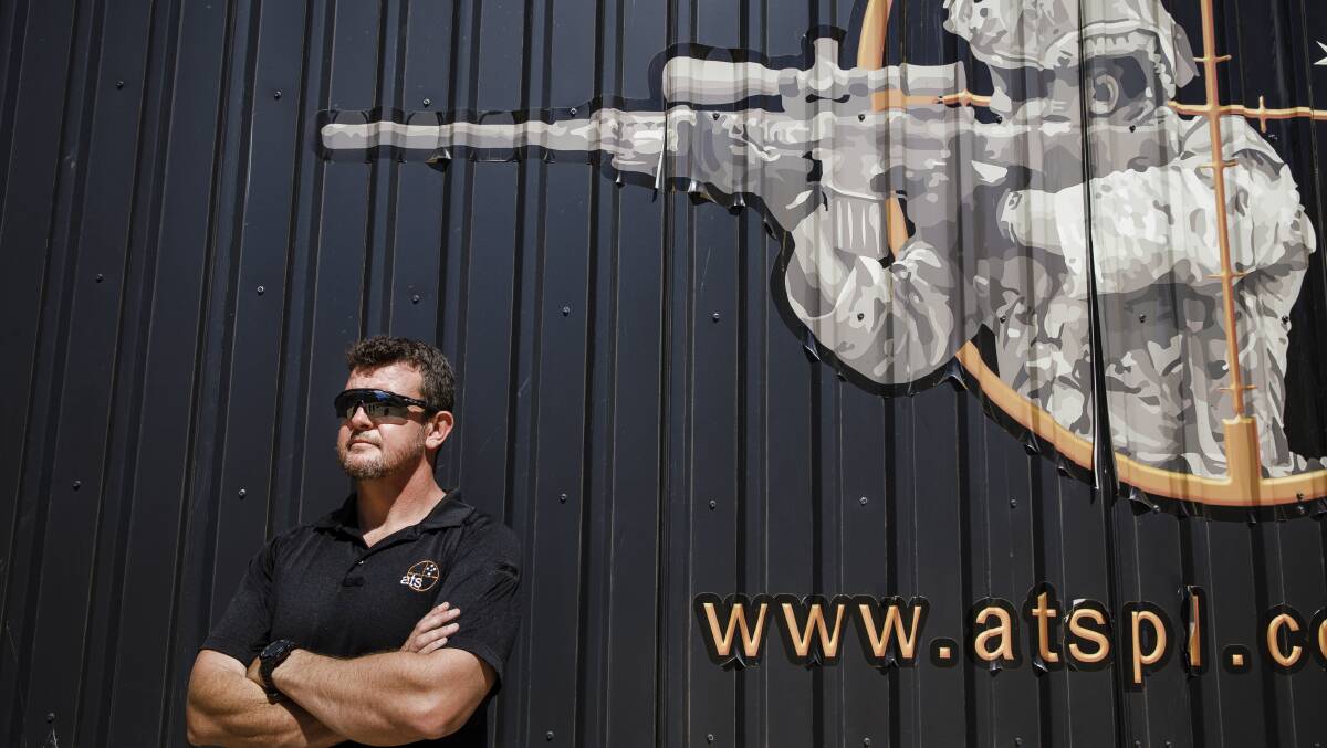 Former Australian Targeting Systems chief executive Paul Burns outside of a mobile firing range at the proposed Samuel's Run gun range. Picture: Sitthixay Ditthavong