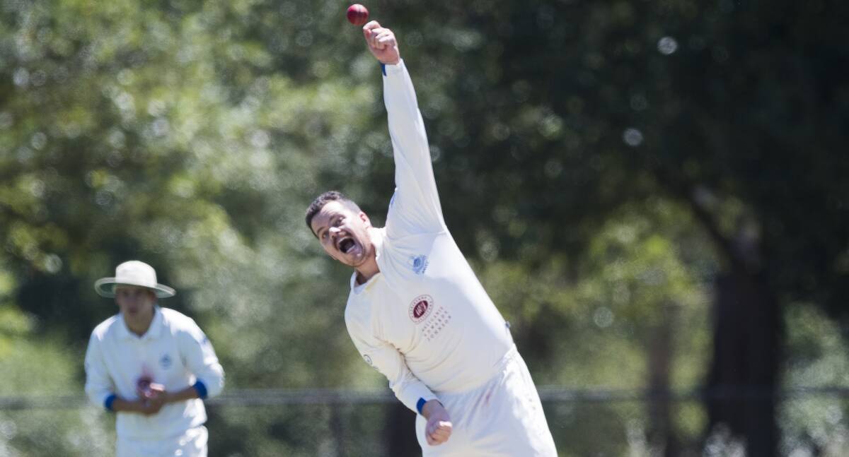 Ben Mitchell took a bag of wickets for ANU. Picture: Dion Georgopoulos