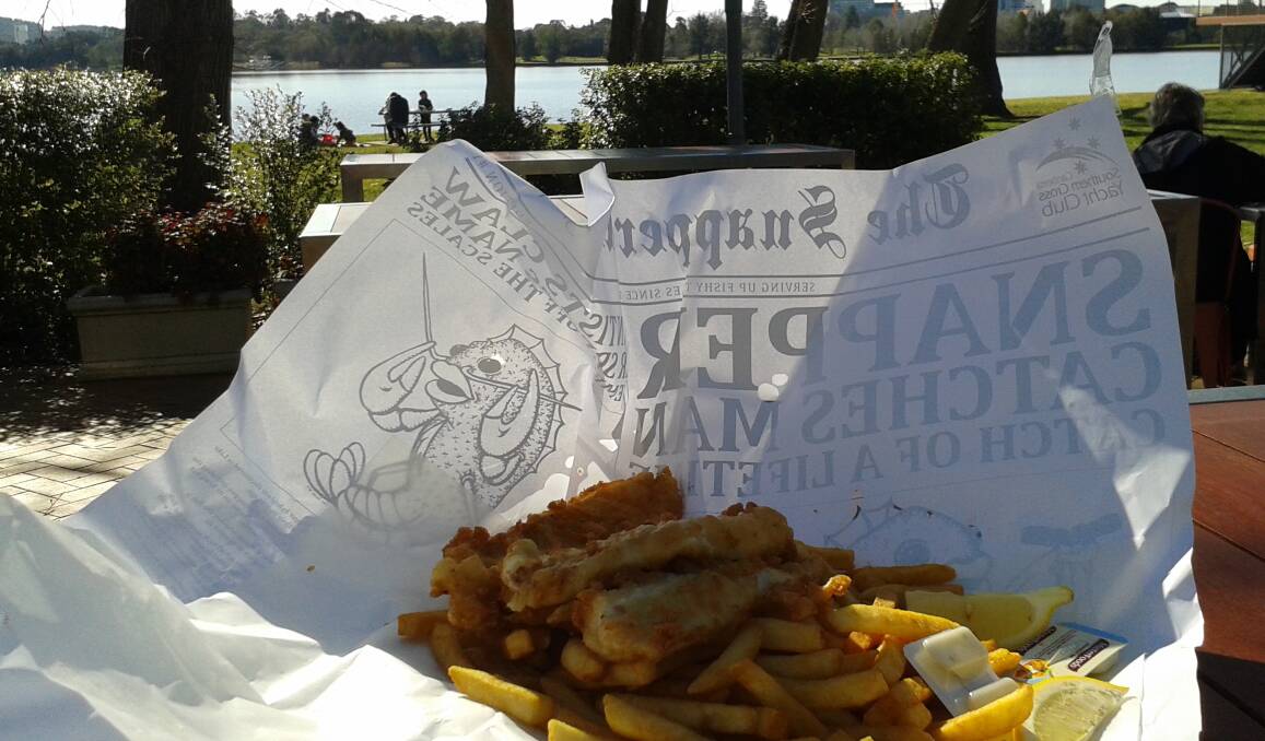 Why not grab some takeaway from Snapper on the Lake and eat it overlooking Lake Burley Griffin. Picture: Supplied