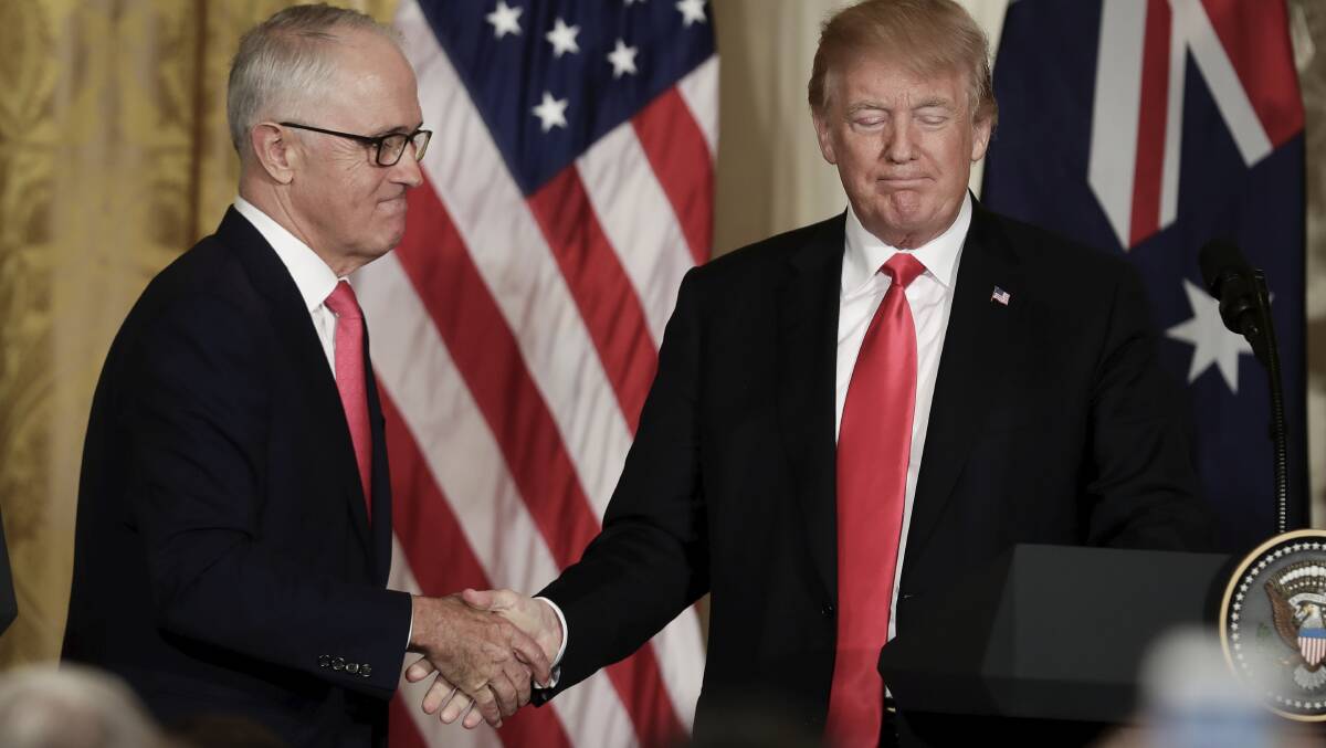 Then prime minister Malcolm Turnbull and US President Donald Trump in a 2018 meeting at the White House. Picture: Alex Ellinghausen