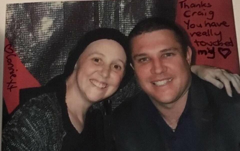 Connie Johnson with Canberra man and cancer survivor Craig Glover. Photo: Supplied