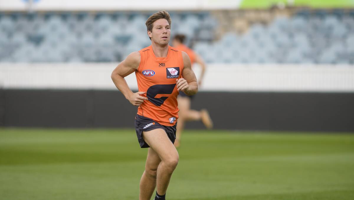 Toby Greene at GWS Giants training in Canberra in 2018. Picture: Sitthixay Ditthavong