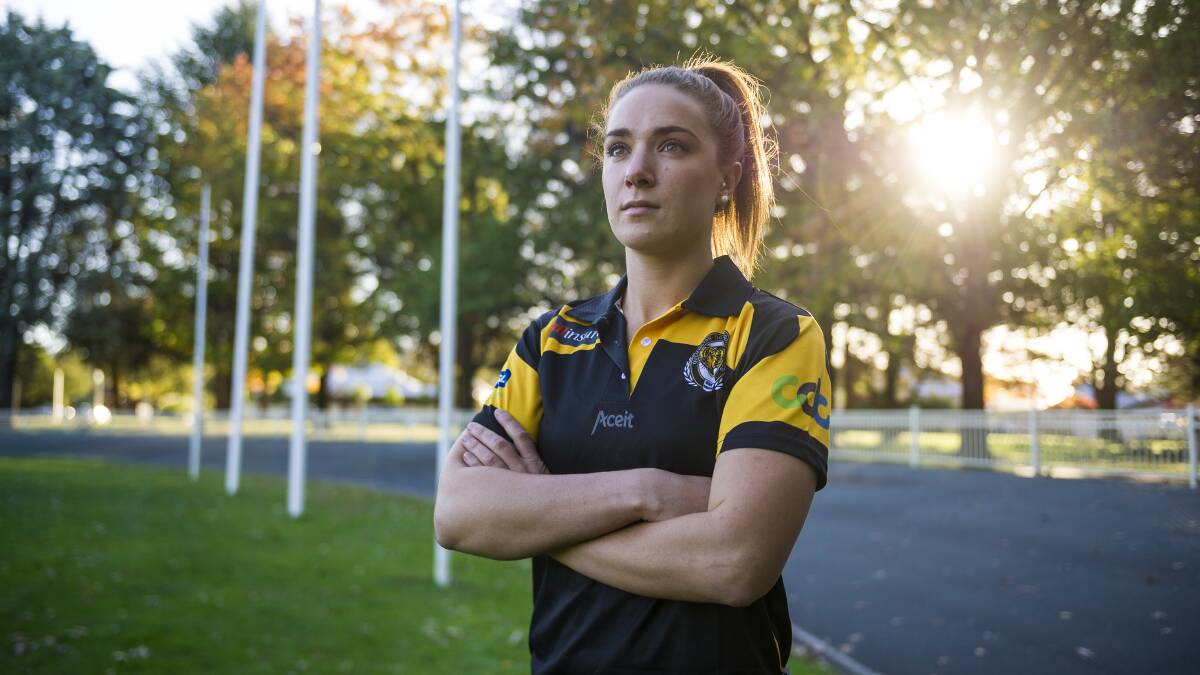 Queanbeyan Tigers women's captain Hannah Dunn is set for an AFLW return. Picture: Dion Georgopoulos