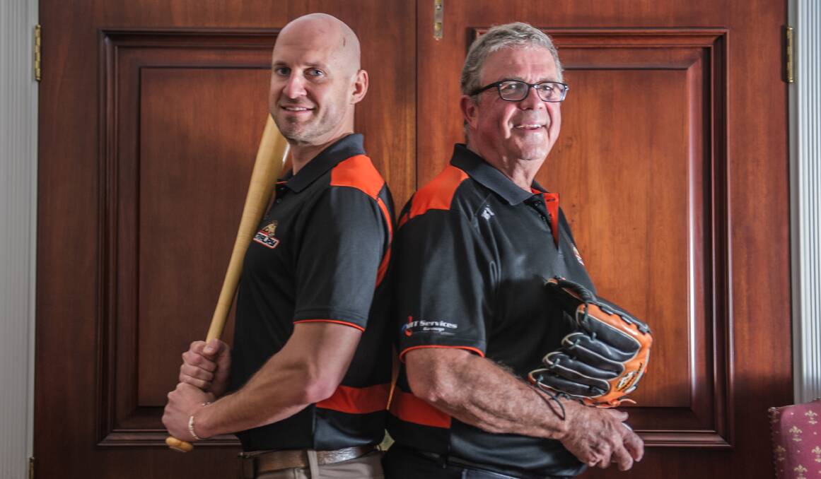 Canberra Cavalry CEO Donn McMichael (right) and general manager Dan Amodio hope to strike a long-term deal with the Astros. Picture: Karleen Minney