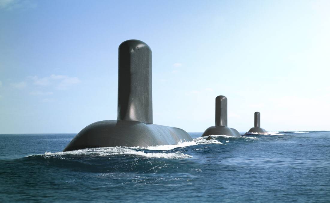An artist's impression of Australia's most-expensive military purchase, the yet-to-be built shortfin barracuda-class submarines.