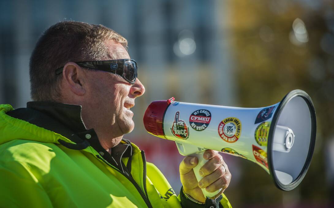 ACT CFMMEU branch secretary Jason O'Mara, one of three local officials fined for unlawful picketing. Picture: Karleen Minney