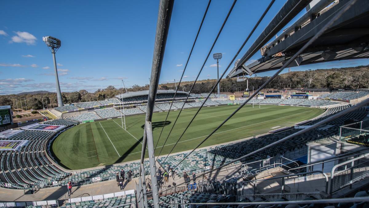 The ACT government has lifted Canberra Stadium's capacity to 3000 for the Brumbies and Raiders games this weekend. Picture: Karleen Minney.