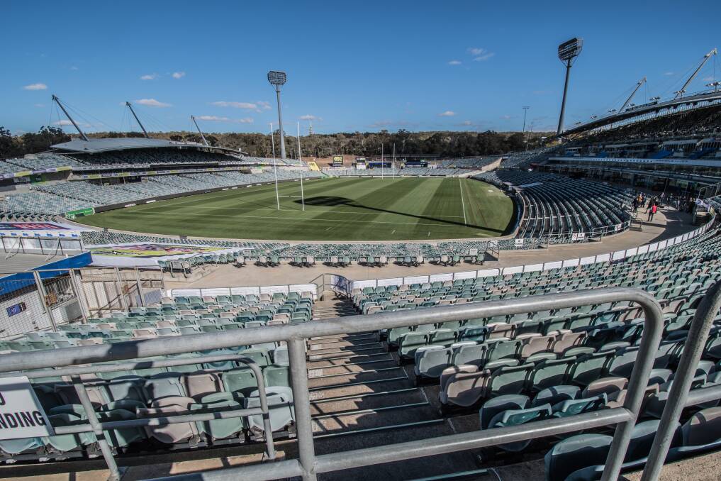 Canberra Stadium was built in the 1970s and has a leaky roof. Andrew Barr is hopeful of building a new venue in Civic. Picture: Karleen Minney