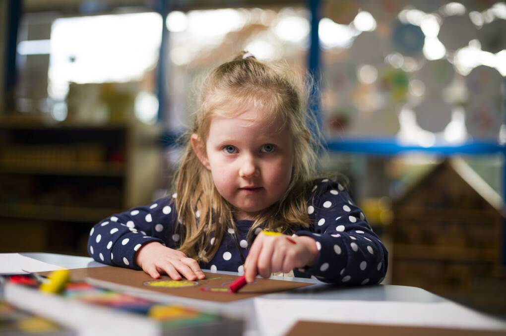  Annabelle Potts at the Miles Franklin preschool in 2018. Photo: Dion Georgopoulos