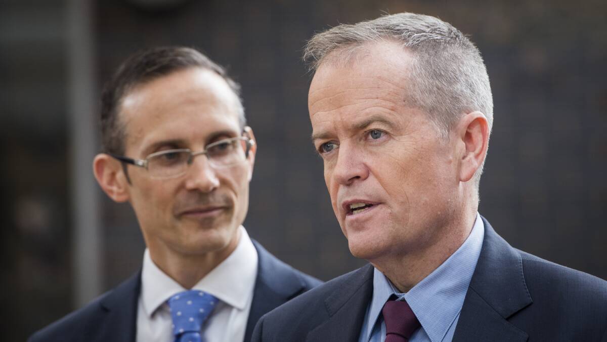 Former Leader of the Opposition, Bill Shorten with Andrew Leigh in Canberra last year. Picture: Elesa Kurtz