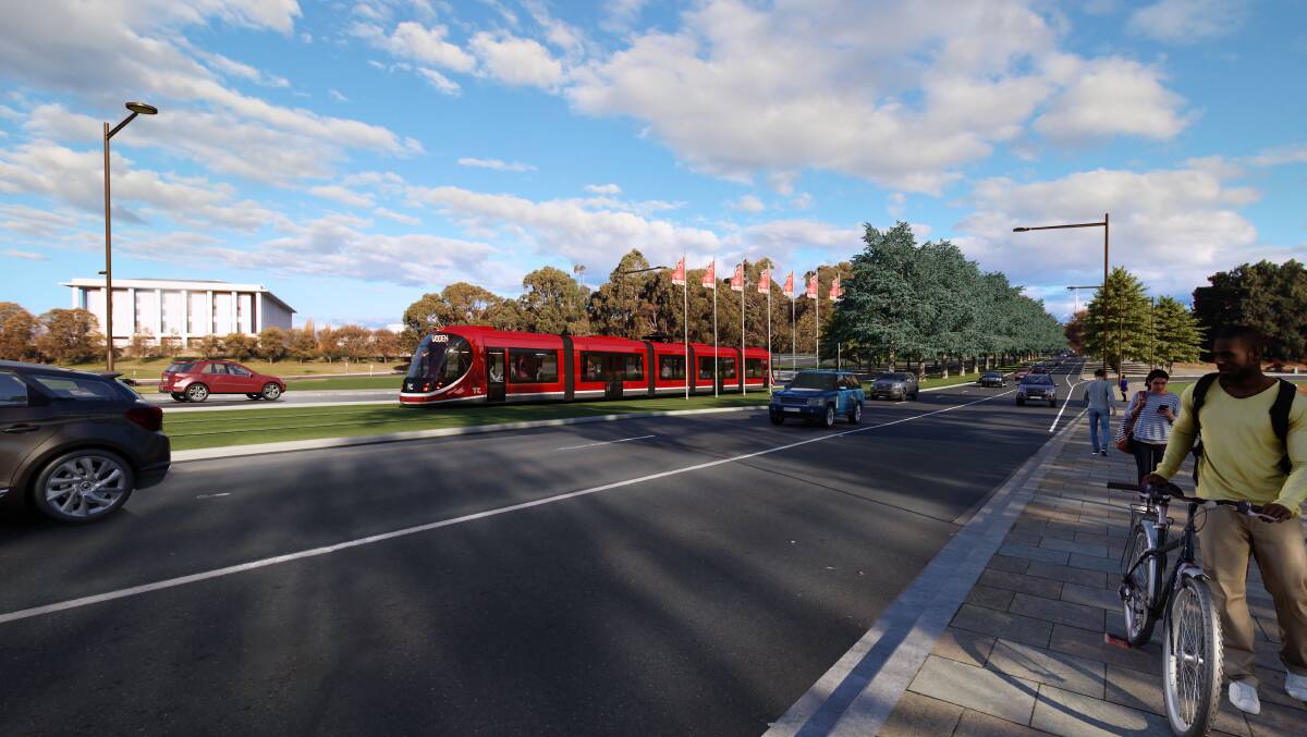 An artist's impression of Canberra's light rail stage two. Picture: supplied