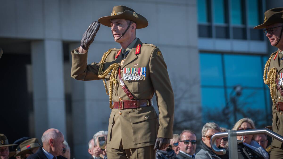 General Angus Campbell, chief of the Defence Force, saved an awkward moment. Photo: Karleen Minney