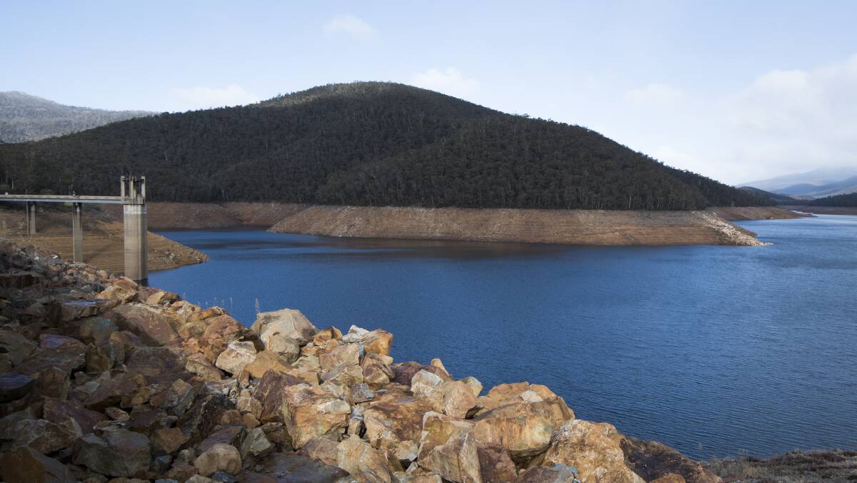 The Corin Dam, pictured in July 2018, which is part of the water storage network for Canberra. Picture: Elesa Kurtz