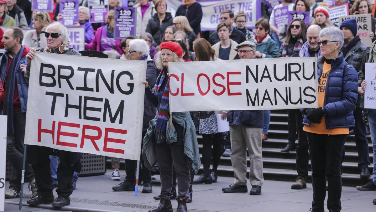 Protesters march to bring people on Nauru and Manus islands to a safe haven. Picture: AAP