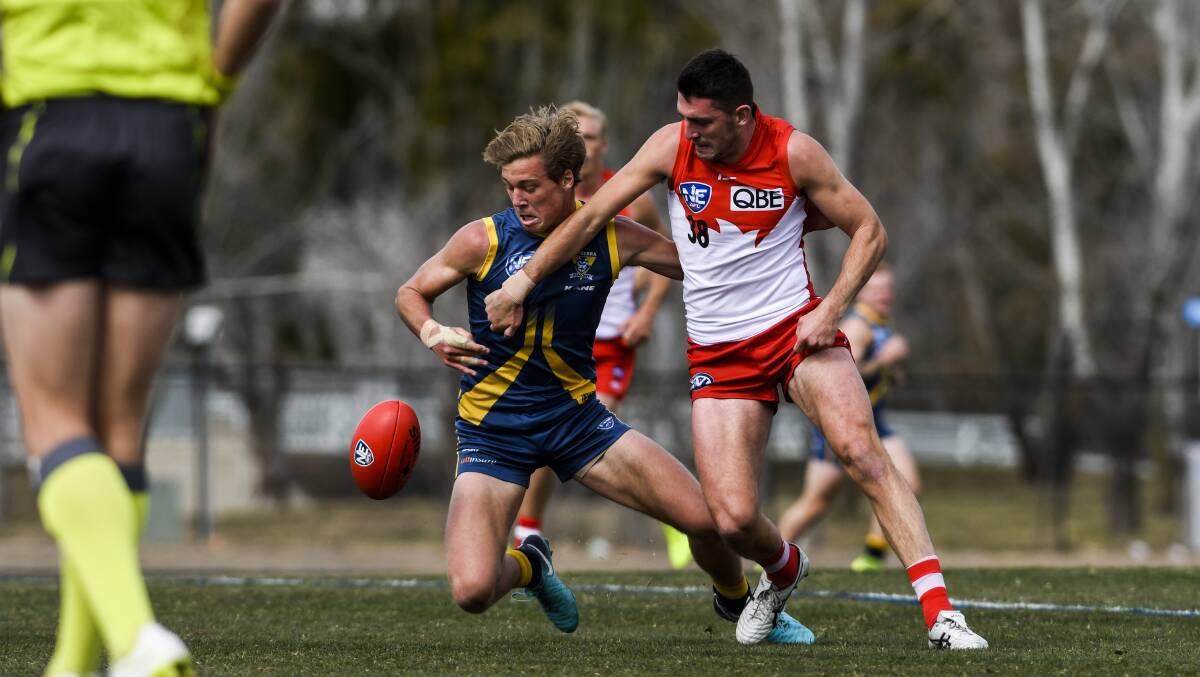 Canberra Demons player Angus Baker has a chance of being drafted this week. Picture: Dion Georgopoulos